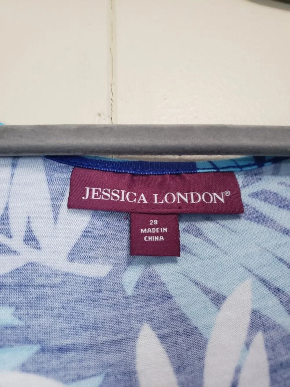 Jessica London Women Plus 28 Maxi Dress Blue Hawaiian Resort Wear Beachy Stretch - Picture 5 of 6